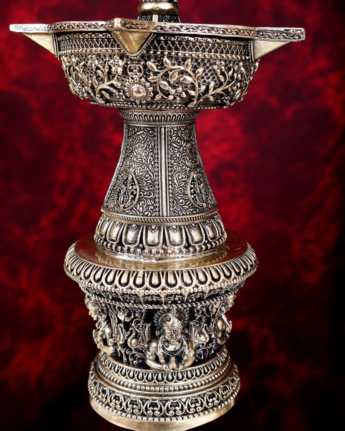 Brass Superfine Peacock Annam Pakshi Oil Lamp — Large Size 19 inch - Budhshiv.com