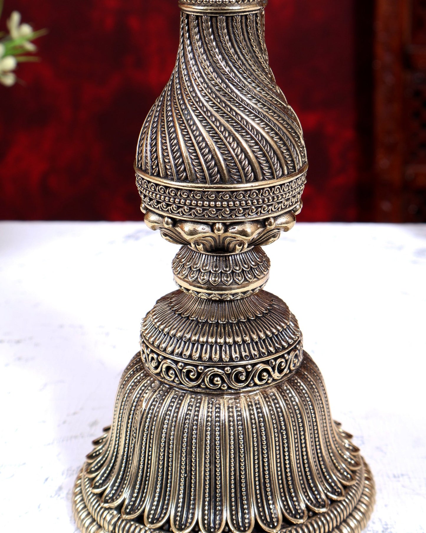 Brass Superfine Peacock Lamp Open Wings | Intricate Carvings | Pure Brass Mayura Diya Temple Oil Lamp 12.5 inch - Budhshiv.com