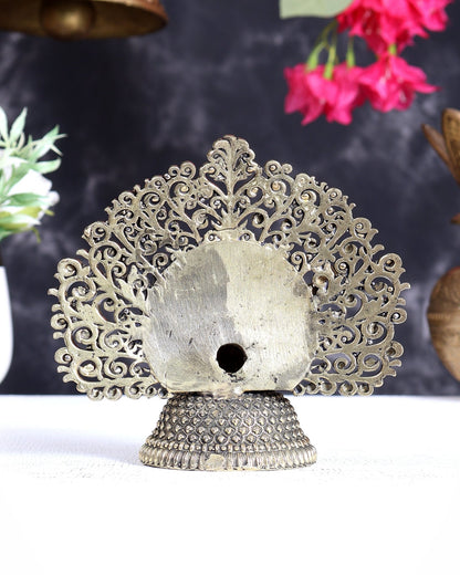 Brass Superfine Peacock with Open Wings – Vastu Compliant Handcrafted Sculpture 4.5 inch - Budhshiv.com