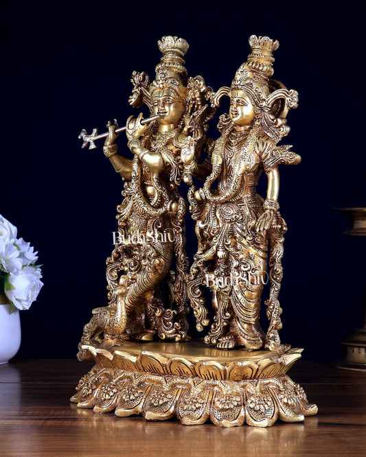 Brass Superfine Radha Krishna 14 inch together - Budhshiv.com