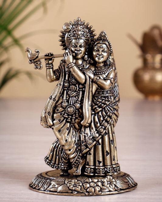 Brass Superfine Radha Krishna Idol 5.2 inch - Budhshiv.com