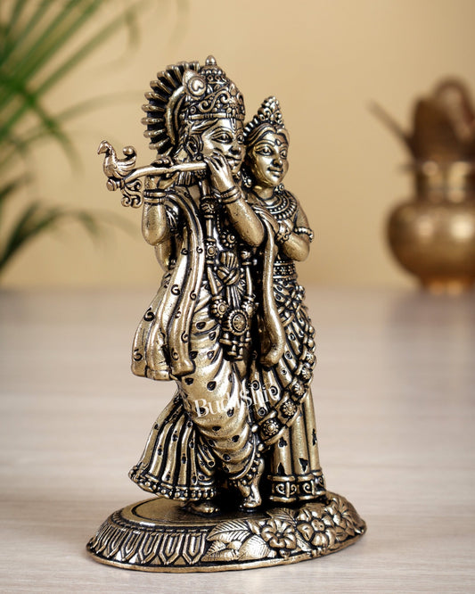 Brass Superfine Radha Krishna Idol 5.2 inch - Budhshiv.com