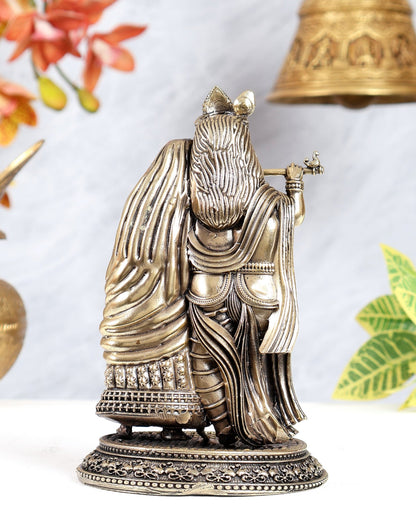 Brass Superfine Radha Krishna Idol – Intricate Carvings Divine Statue (5.5 Inches) - Budhshiv.com
