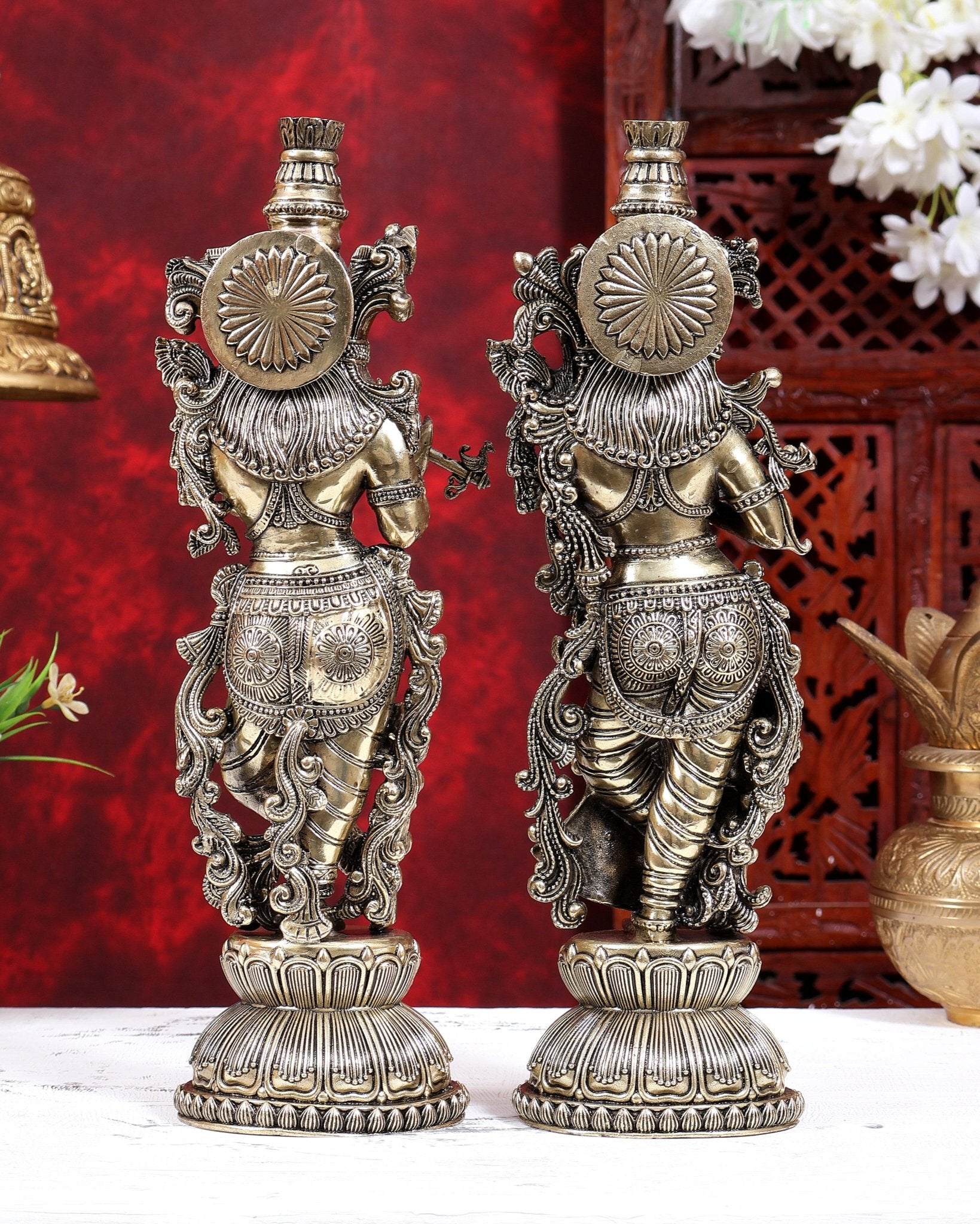 Brass Superfine Radha Krishna Idol Pair | 12 Inch Each - Budhshiv.com