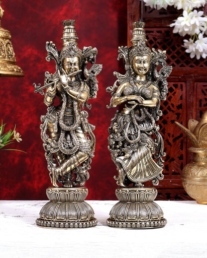 Brass Superfine Radha Krishna Idol Pair | 12 Inch Each - Budhshiv.com