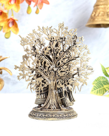 Brass Superfine Radha Krishna Kalpavriksha Tree Idol – Divine Spiritual Décor (6.5 Inches) - Budhshiv.com