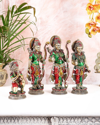 Brass Superfine Ram darbar idol set 10 inch hand - painted - Budhshiv.com
