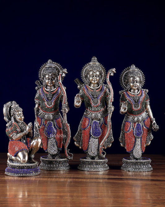 Brass Superfine Ram darbar idol set 10 inch jewellery work - Budhshiv.com