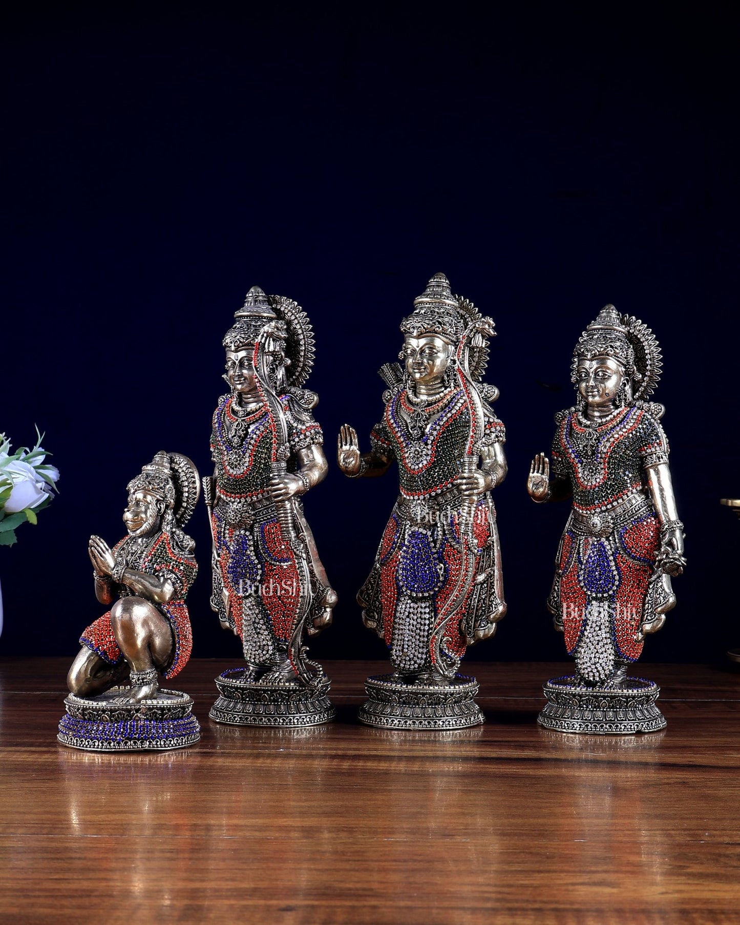 Brass Superfine Ram darbar idol set 10 inch jewellery work - Budhshiv.com