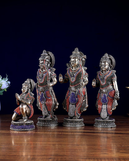 Brass Superfine Ram darbar idol set 10 inch jewellery work - Budhshiv.com