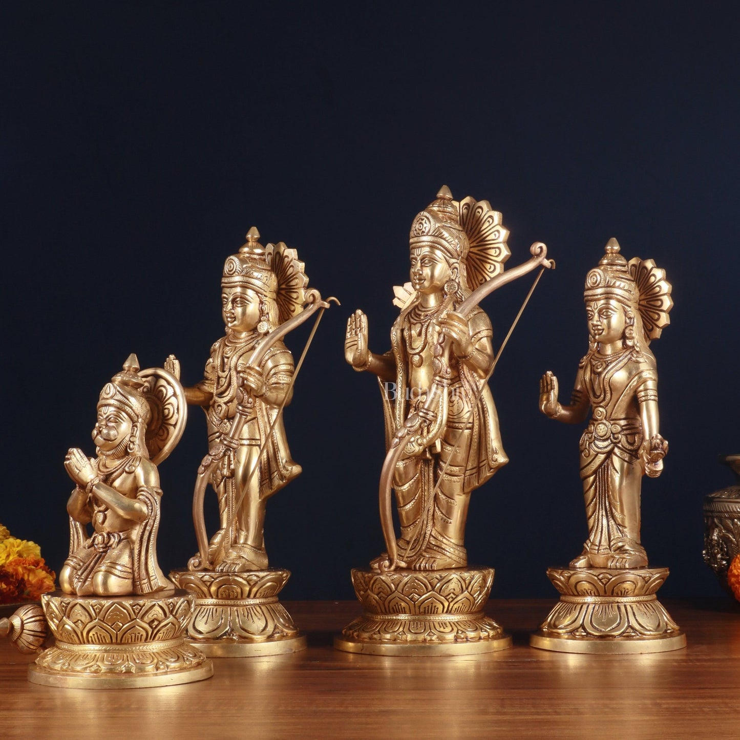 Brass Superfine Ram Darbar Idol Set – 12 Inch, 10.5 Kg - Budhshiv.com