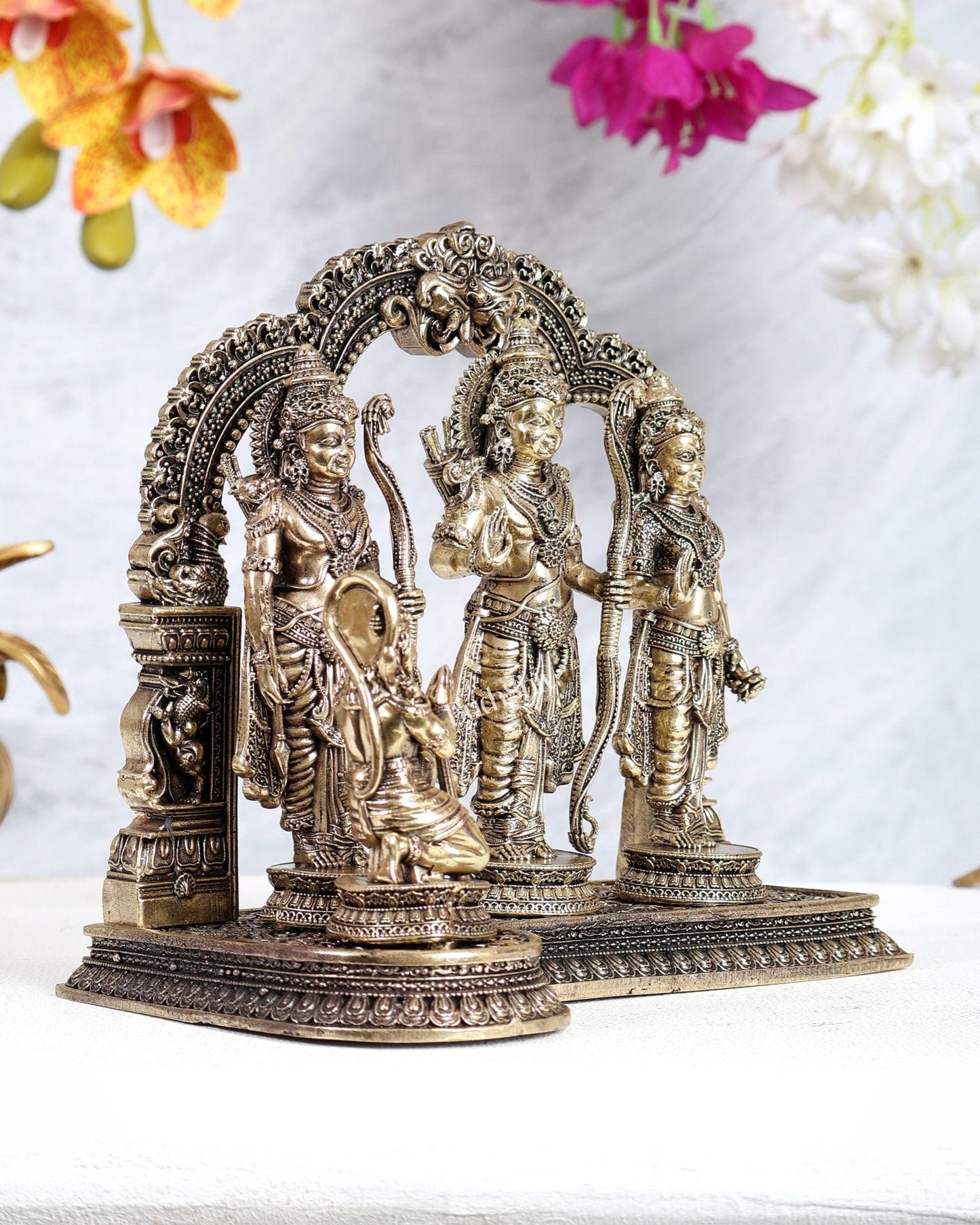 Brass Superfine Ram Darbar Idol with Prabhavali Arch Aura (7 Inches) - Budhshiv.com