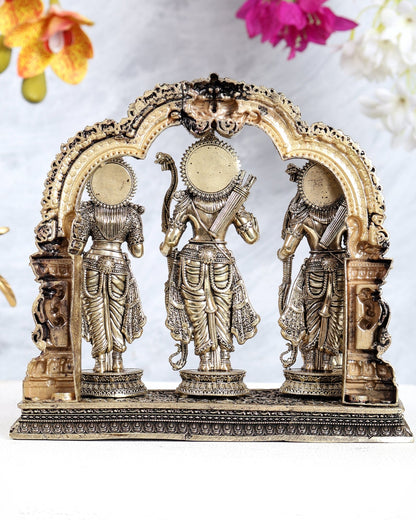 Brass Superfine Ram Darbar Idol with Prabhavali Arch Aura (7 Inches) - Budhshiv.com