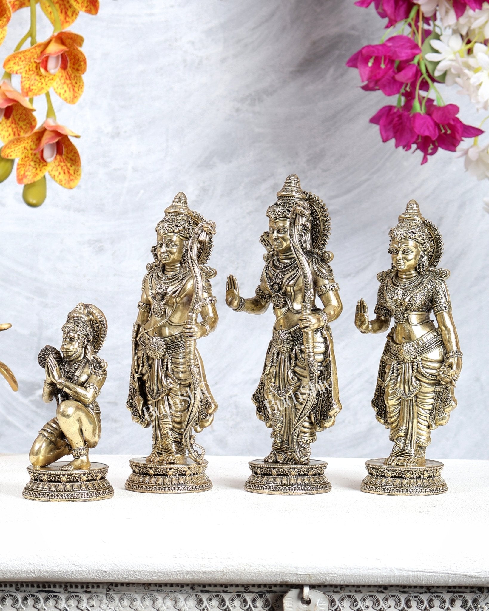 Brass Superfine Ram Darbar Individual Standing Idols Set (8 Inches) - Budhshiv.com