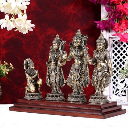 Brass Superfine Ram Darbar on Wooden Base 10 inch - Budhshiv.com