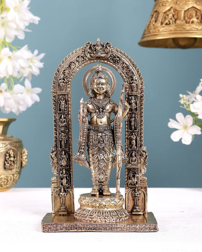 Brass superfine Ram Lalla Idol Ayodhya roop, 8" Tall enhanced carvings - Budhshiv.com