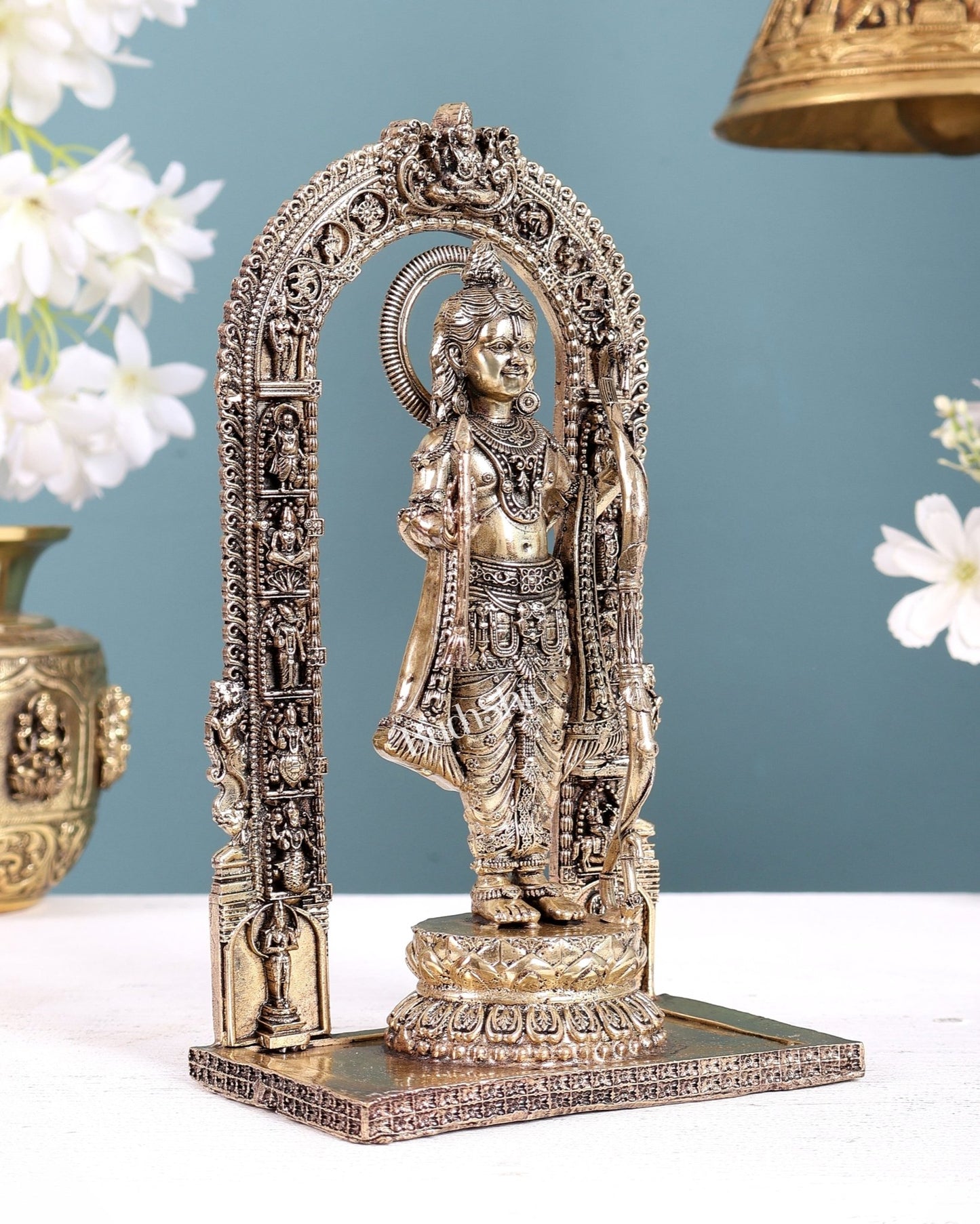 Brass superfine Ram Lalla Idol Ayodhya roop, 8" Tall enhanced carvings - Budhshiv.com