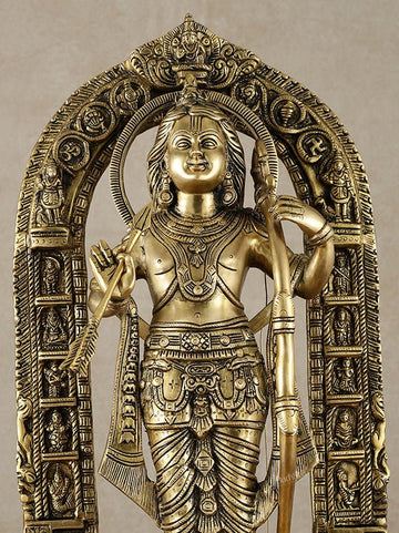 Brass Superfine Ram Lalla Statue with Arch and Enhanced Carvings 24 inch - Budhshiv.com