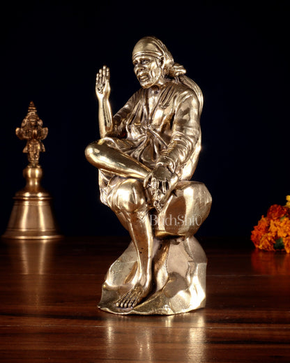 Brass Superfine Sai Baba Idol – 6” Height | Intricate Detailing - Budhshiv.com