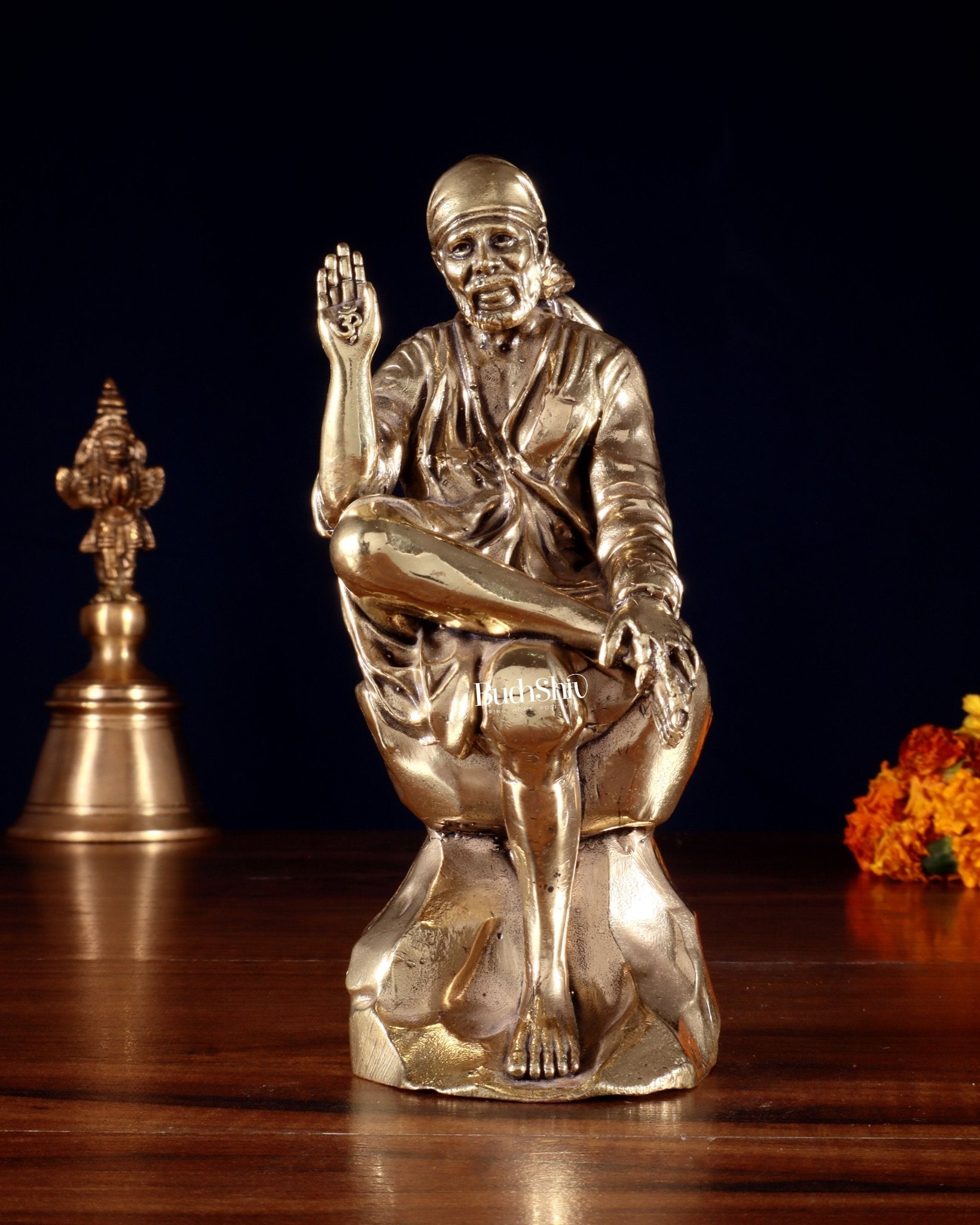 Brass Superfine Sai Baba Idol – 6” Height | Intricate Detailing - Budhshiv.com