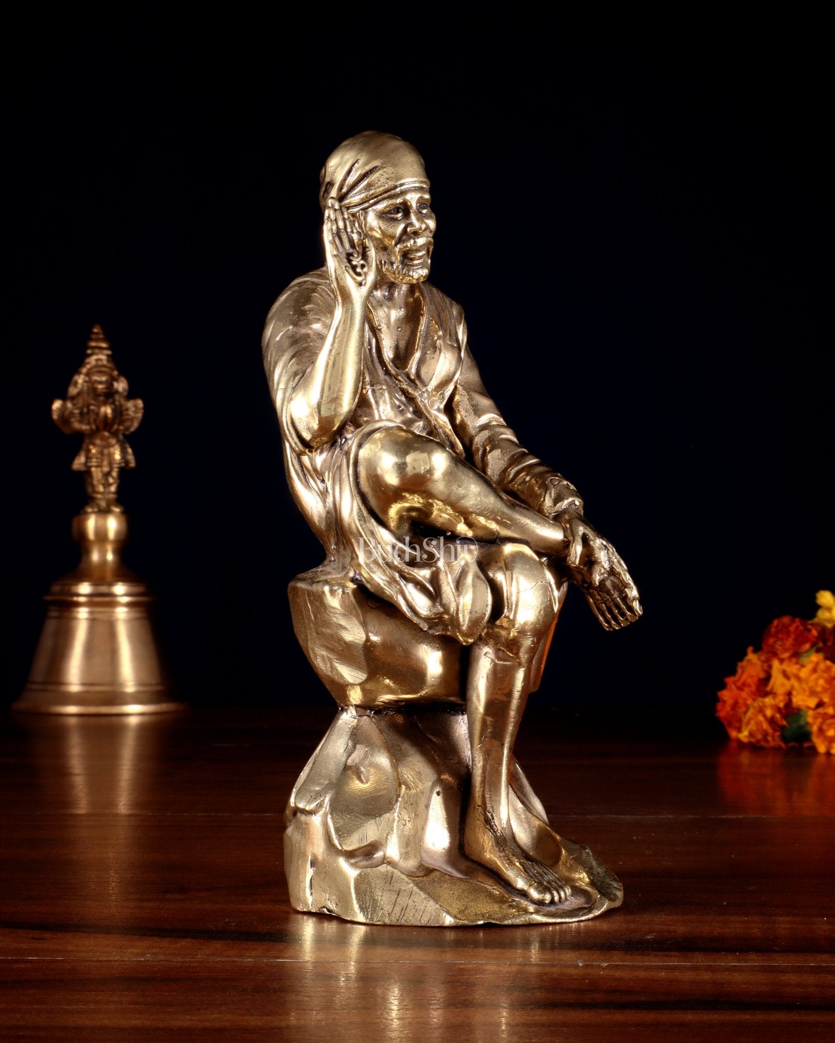 Brass Superfine Sai Baba Idol – 6” Height | Intricate Detailing - Budhshiv.com