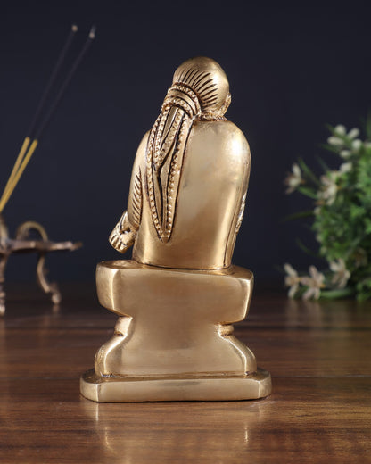 Brass Superfine Sai Baba Idol for Home Temple - 4.5 inch - Budhshiv.com