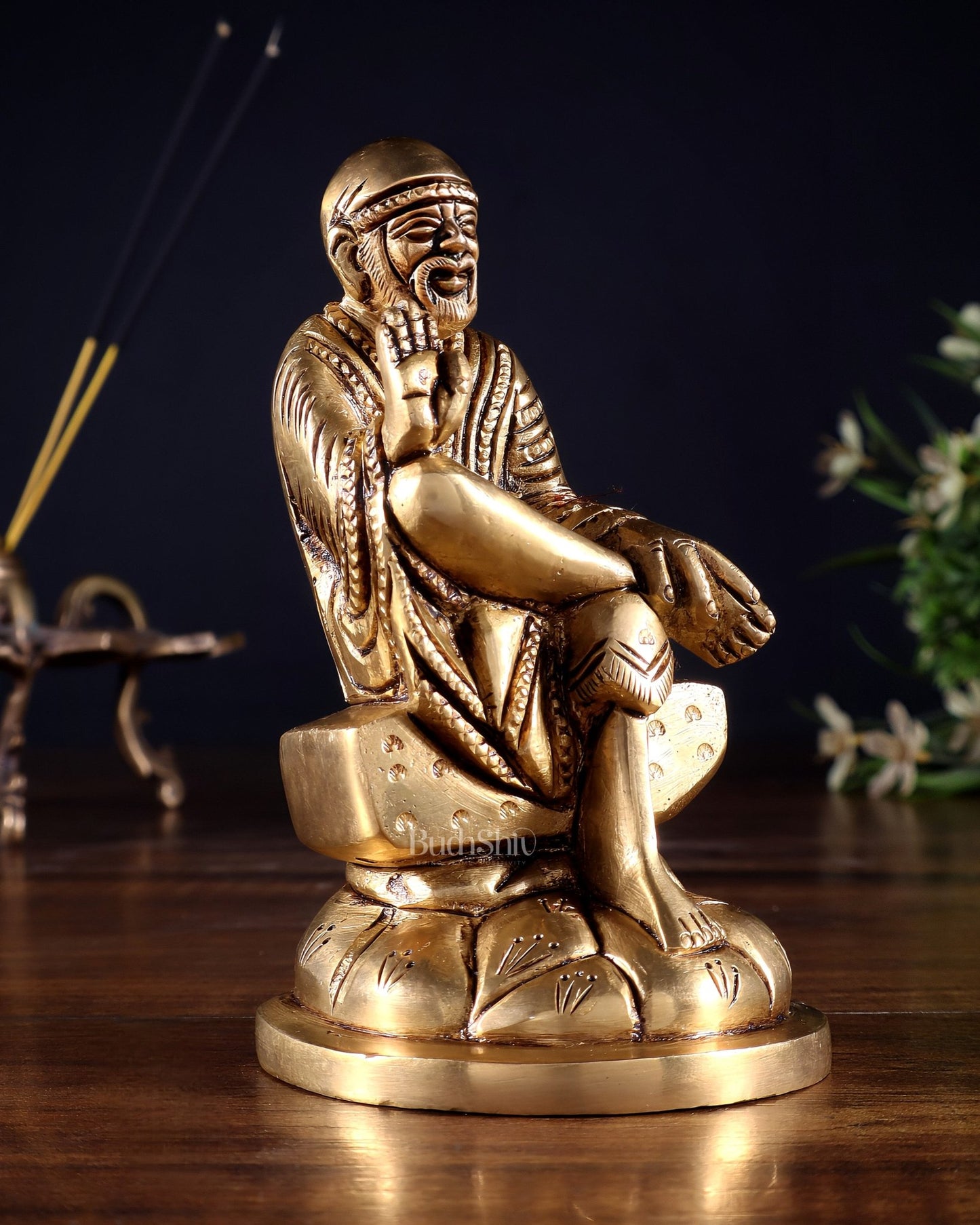 Brass Superfine Sai Baba Idol for Home Temple - 4.5 inch - Budhshiv.com