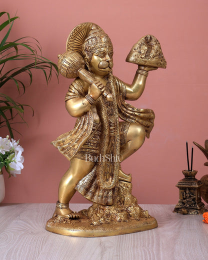 Brass Superfine Sanjeevani Hanuman Statue | Lord Hanuman Carrying Moun ...
