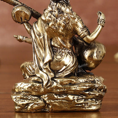 Brass Superfine Saraswati Miniature Idol - 3" Tall - Budhshiv.com
