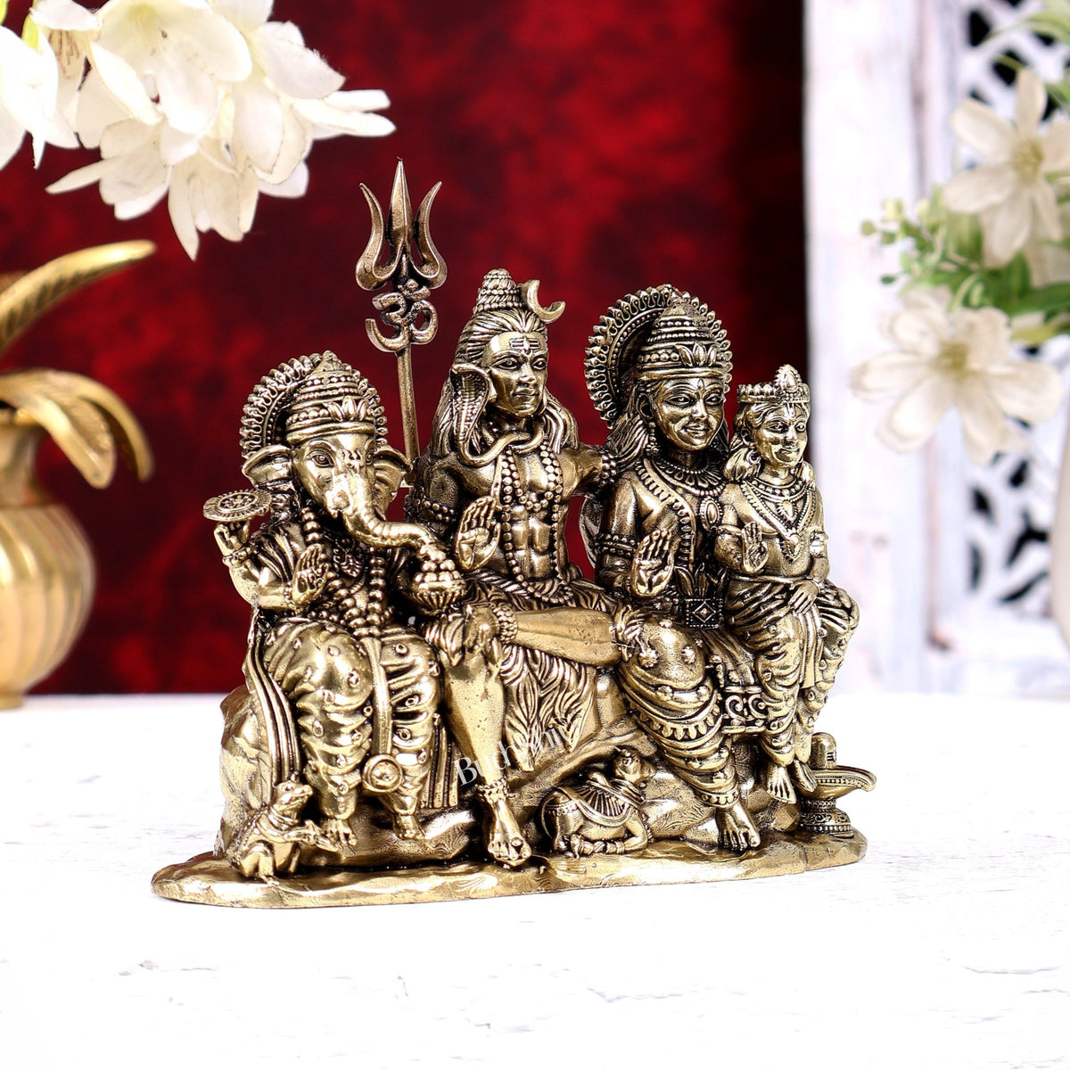 Brass Superfine Shiv Parivar Idol 4 inch - Budhshiv.com