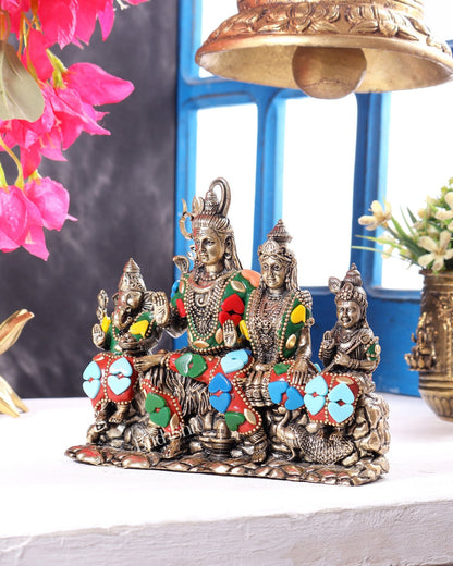 Brass superfine Shiv parivar idol with meenakari available in (3.5", 5", 5.5", 7") - Budhshiv.com