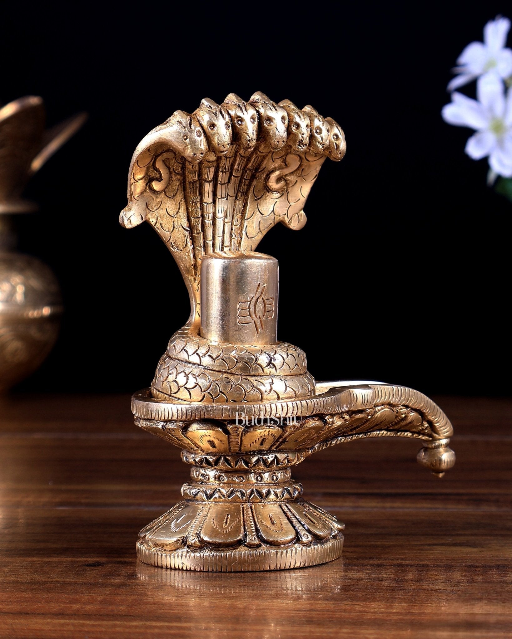 Brass Superfine Shiva Lingam – Compact Sacred Idol 5.1 inch - Budhshiv.com