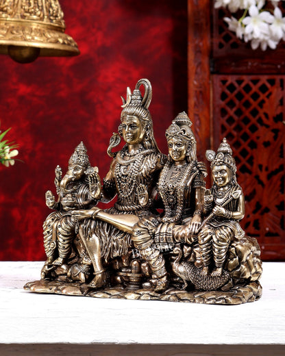 Brass Superfine Shiva Parivar Idol 7 inch - Budhshiv.com