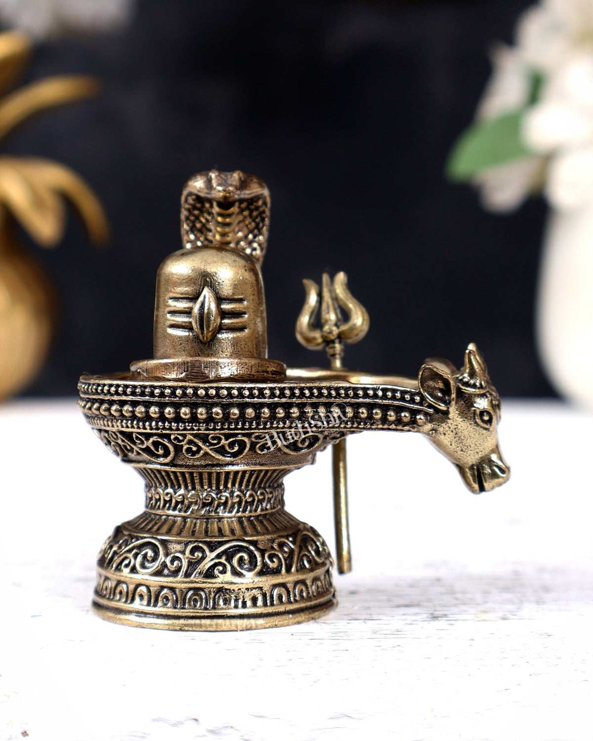 Brass Superfine Shivling with Trishul Miniature – Ideal for Daily Puja & Gifting - Budhshiv.com