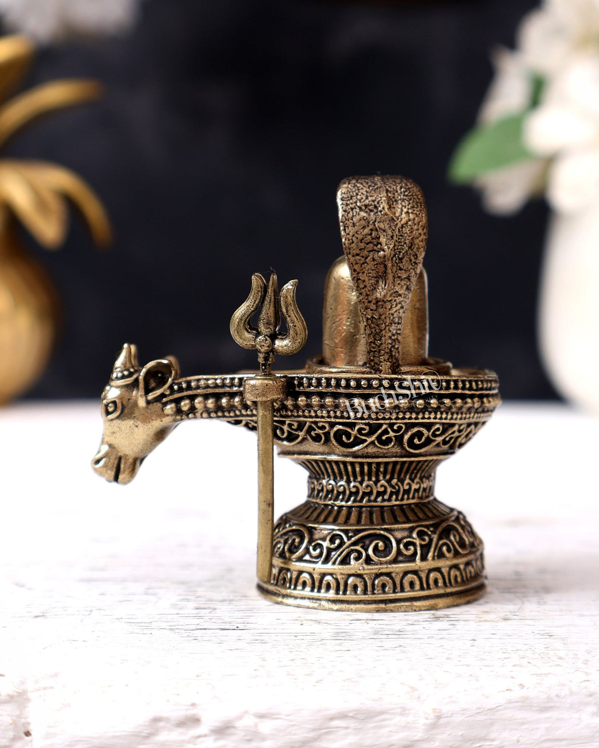 Brass Superfine Shivling with Trishul Miniature – Ideal for Daily Puja & Gifting - Budhshiv.com