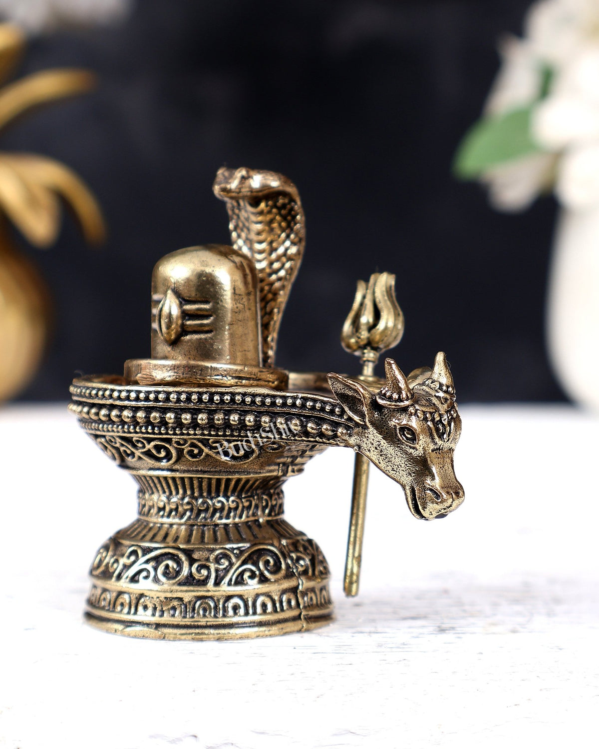 Brass Superfine Shivling with Trishul Miniature – Ideal for Daily Puja & Gifting - Budhshiv.com