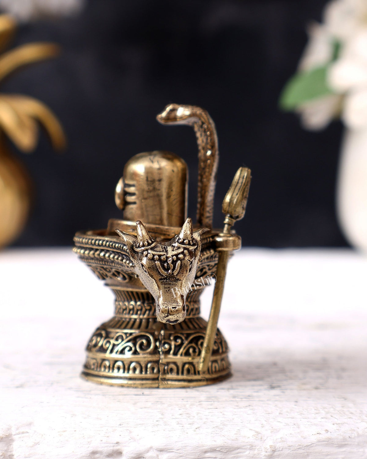 Brass Superfine Shivling with Trishul Miniature – Ideal for Daily Puja & Gifting - Budhshiv.com