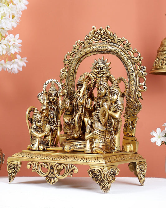 Brass Superfine Shri Ram Darbar Idol - 16 Inch (Ramapatabhishekam) - Budhshiv.com