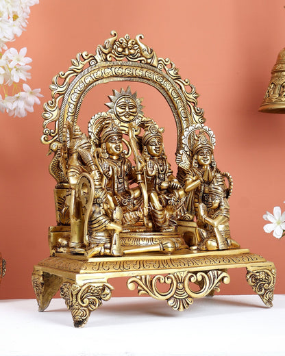Brass Superfine Shri Ram Darbar Idol - 16 Inch (Ramapatabhishekam) - Budhshiv.com