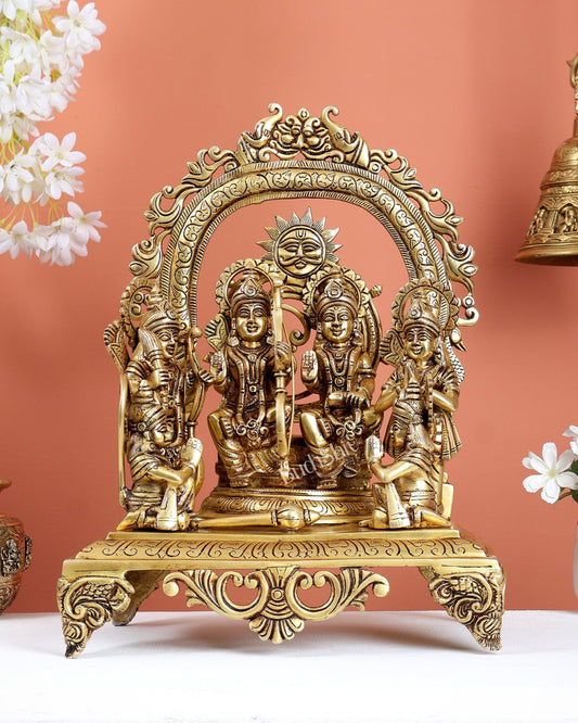 Brass Superfine Shri Ram Darbar Idol - 16 Inch (Ramapatabhishekam) - Budhshiv.com