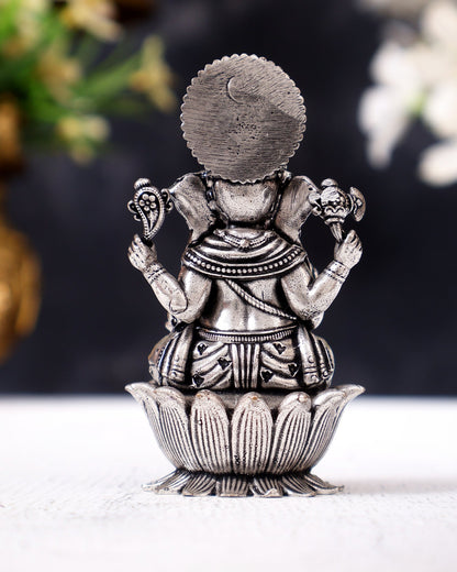 Brass Superfine Small Ganesha Idol - 2.5" Tall silver plated - Budhshiv.com