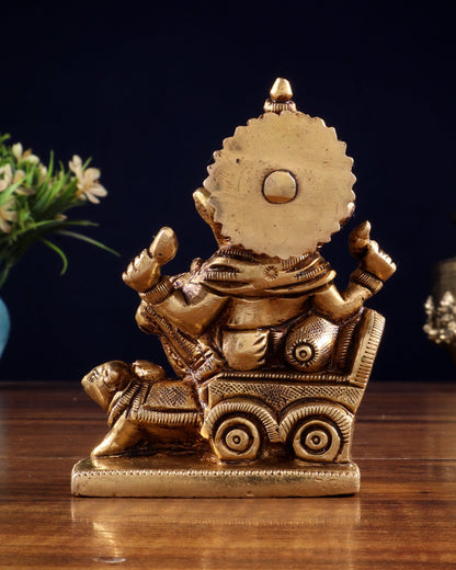 Brass superfine Small Ganesha Idol | Height 3.5 inch - Budhshiv.com