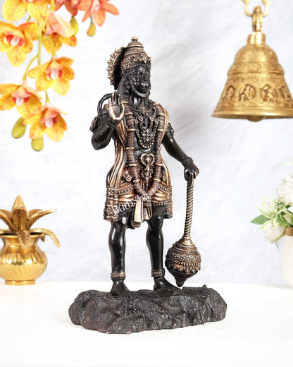 Brass Superfine Standing Bahubali Hanuman Statue 12 inch black finish - Budhshiv.com