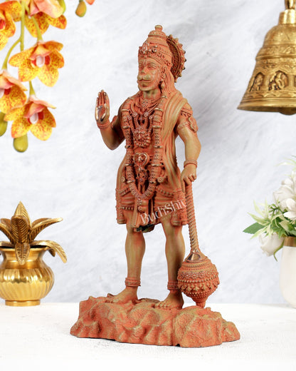Brass Superfine Standing Bahubali Hanuman Statue 12 inch Vintage patina - Budhshiv.com