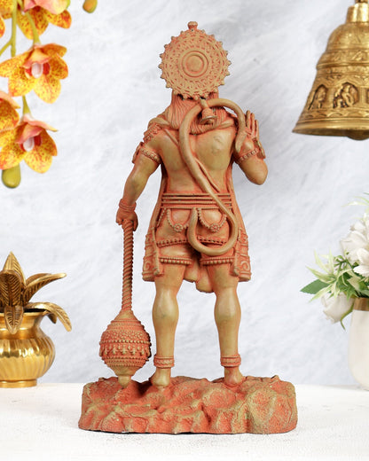 Brass Superfine Standing Bahubali Hanuman Statue 12 inch Vintage patina - Budhshiv.com
