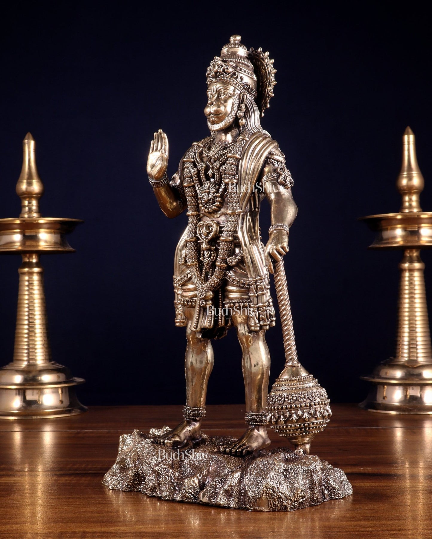 Brass Superfine Standing Bahubali Hanuman Statue 12 inch - Budhshiv.com