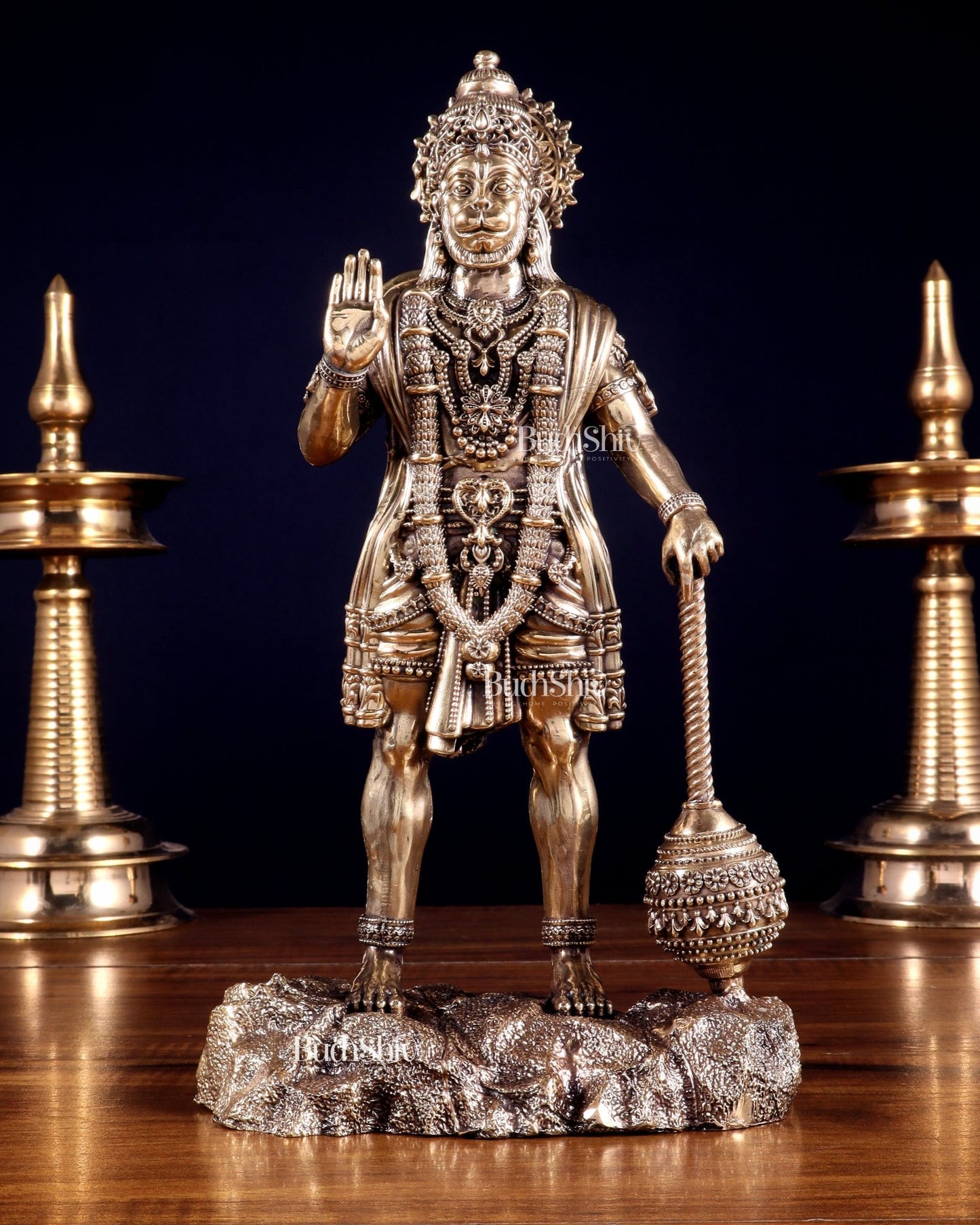 Brass Superfine Standing Bahubali Hanuman Statue 12 inch - Budhshiv.com