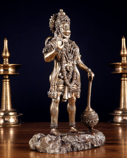 Brass Superfine Standing Bahubali Hanuman Statue 12 inch - Budhshiv.com