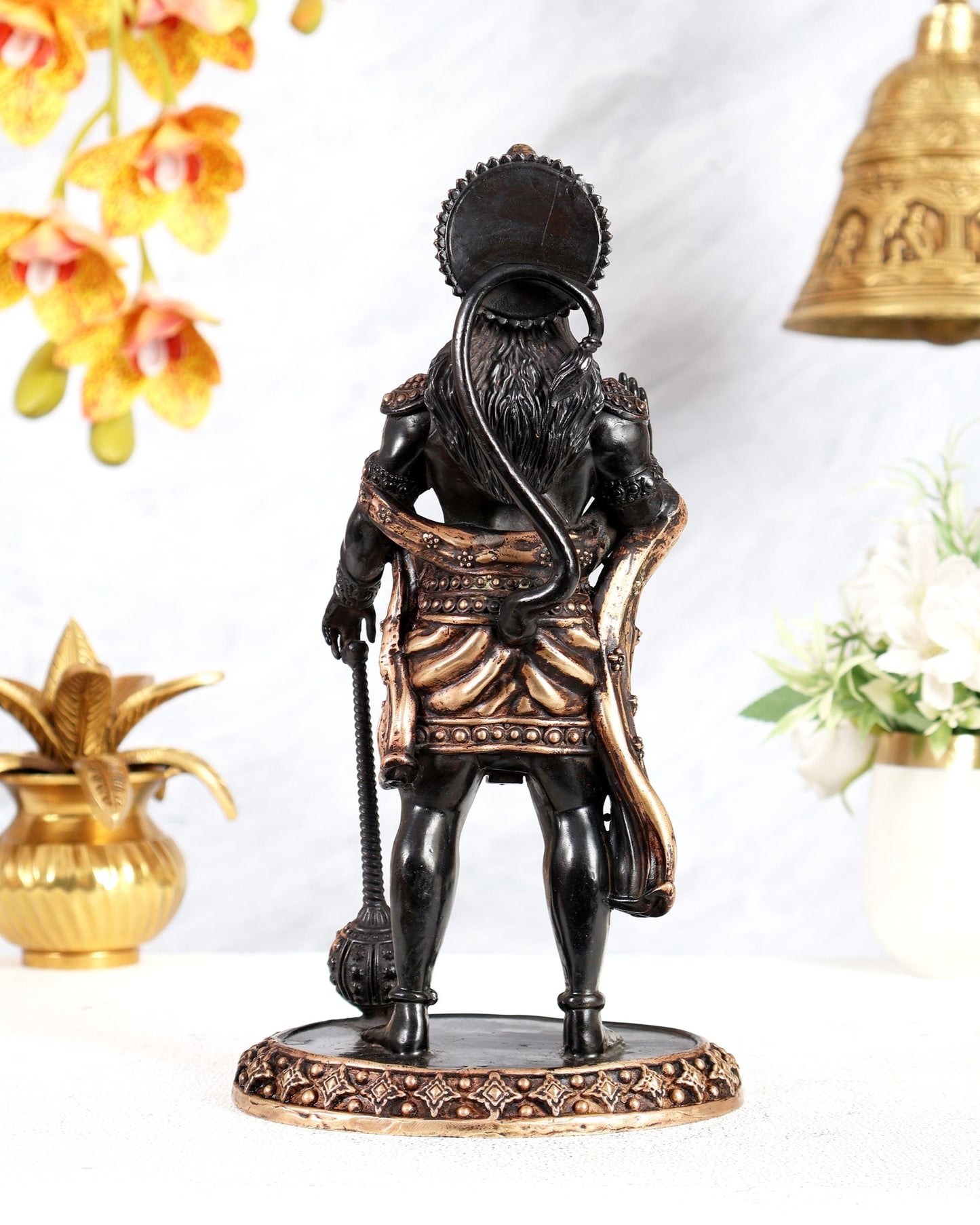 Brass Superfine Standing Hanuman Idol – Black Finish Divine Sculpture (10 Inches) - Budhshiv.com