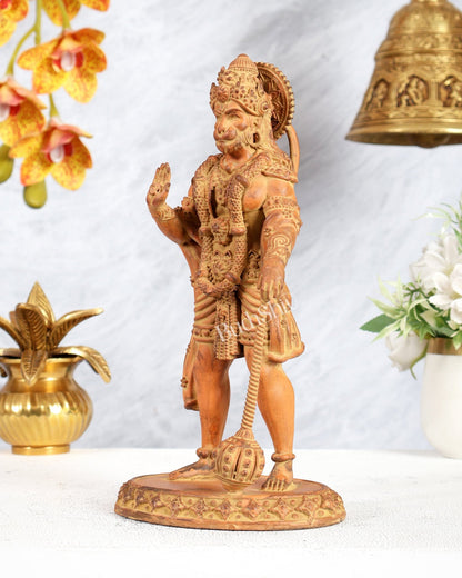 Brass Superfine Standing Hanuman Idol – Sand Finish Patina Divine Sculpture (10 Inches) - Budhshiv.com